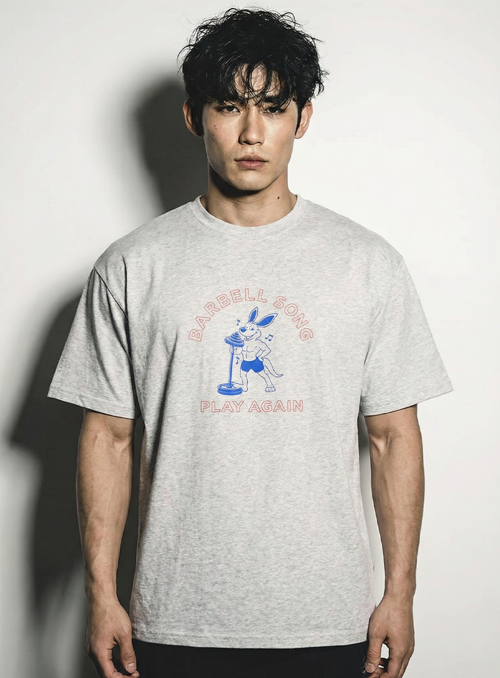 M 코튼 하이 티셔츠 바벨송 [멜란지 그레이]