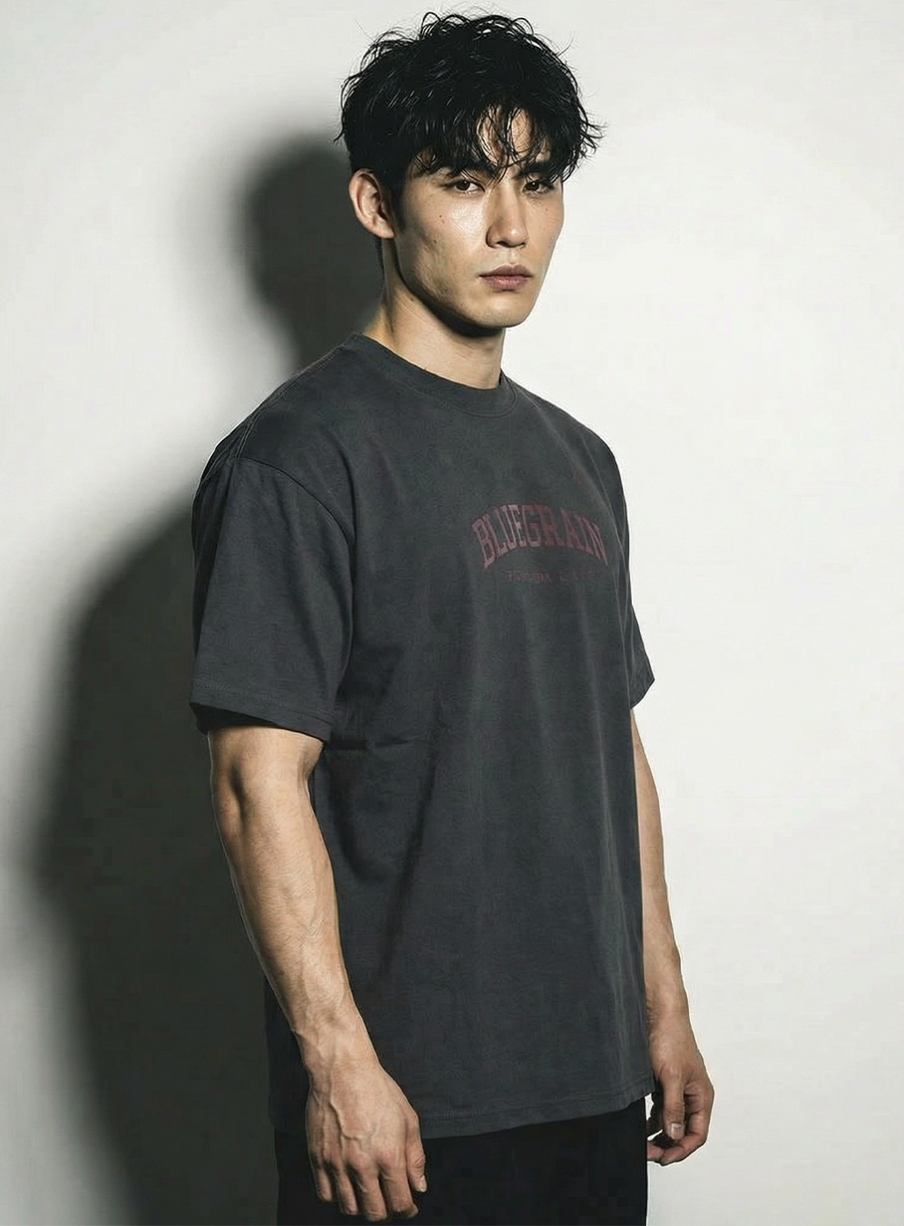 코튼 하이 티셔츠 퍼포먼스 [차콜핑크]