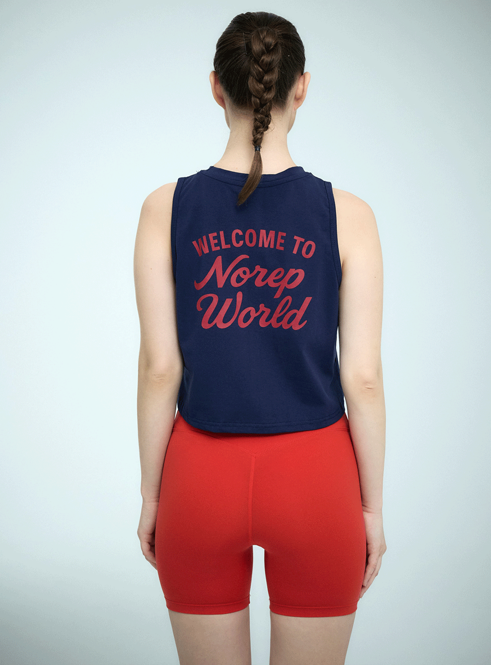 코튼 하이 크롭나시 No Rep World [네이비]