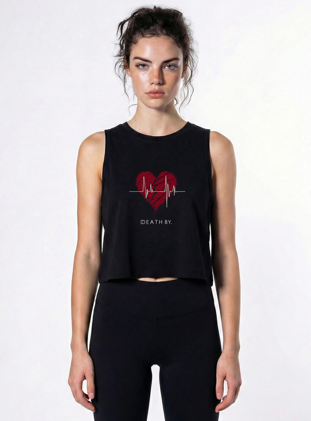 코튼 하이 크롭나시 데스바이 [블랙]