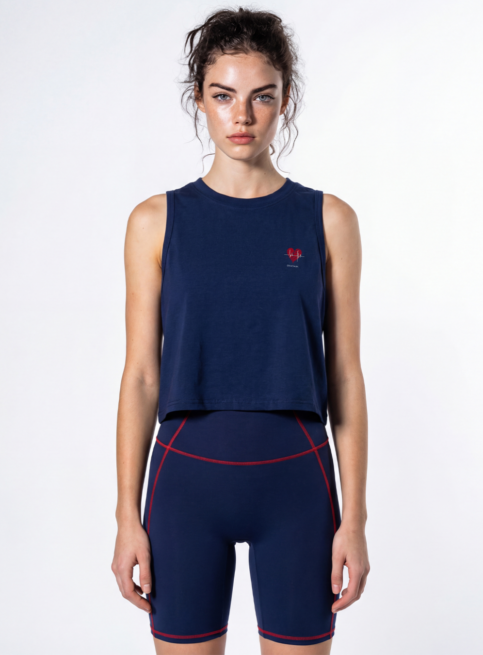 코튼 하이 크롭나시 데스바이 [네이비]