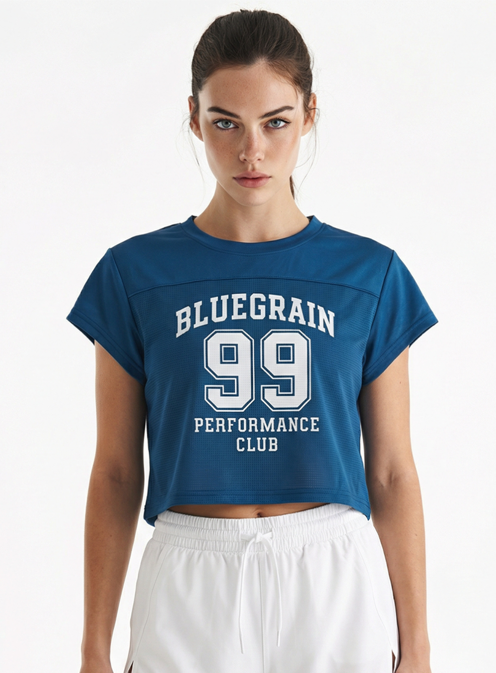 메쉬 져지 크롭 티셔츠 [아쿠아그린]