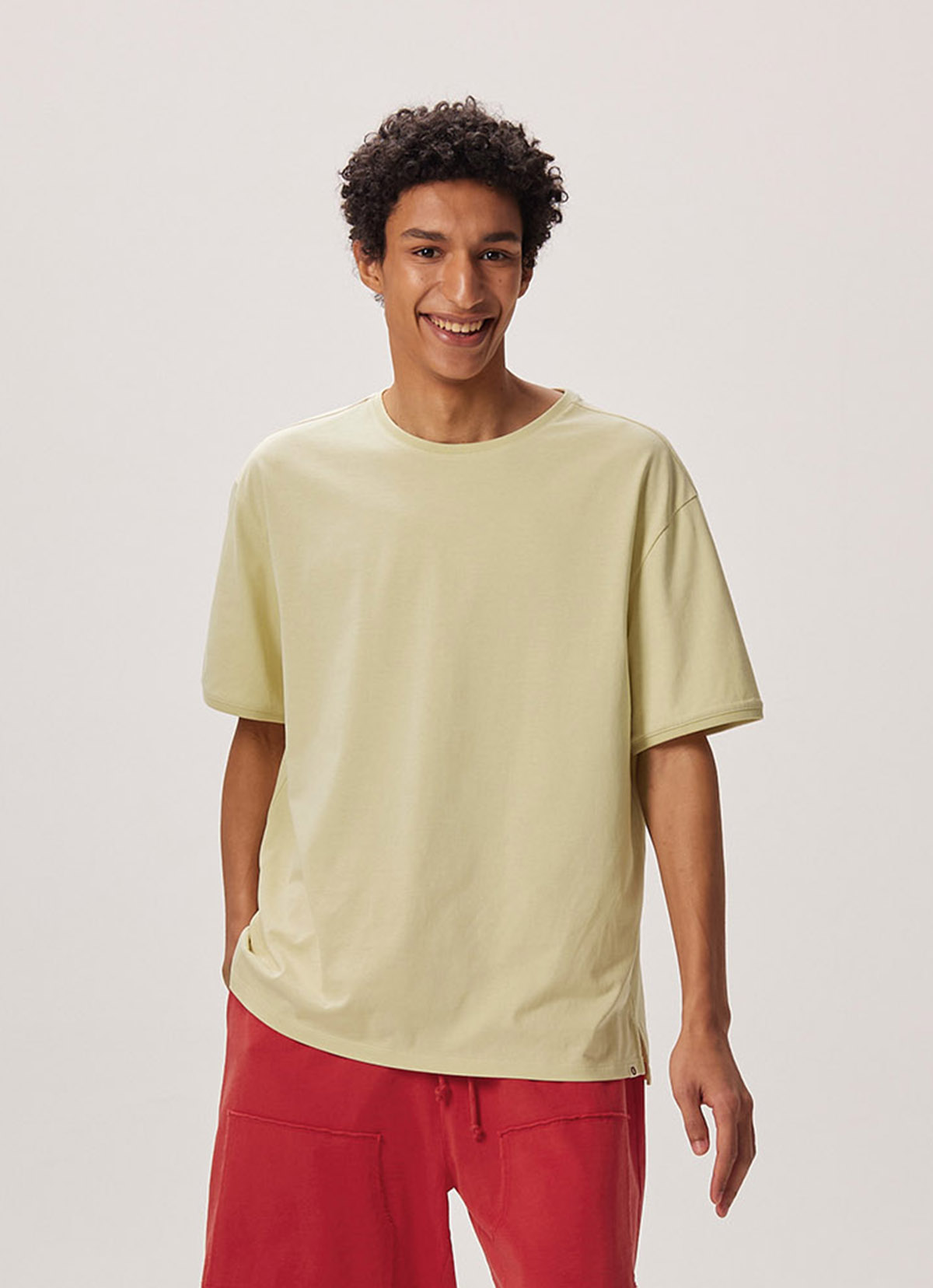 Plain short sleeve (For Men)_Yellow Beige