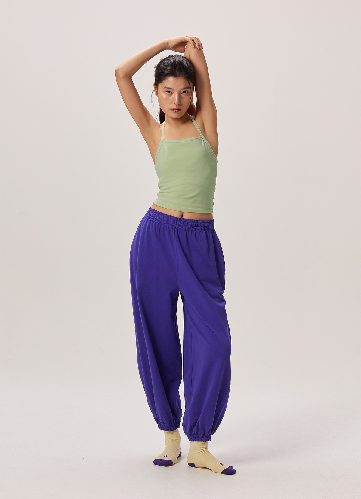 Diagonal jogger pants (Unisex)_Purple