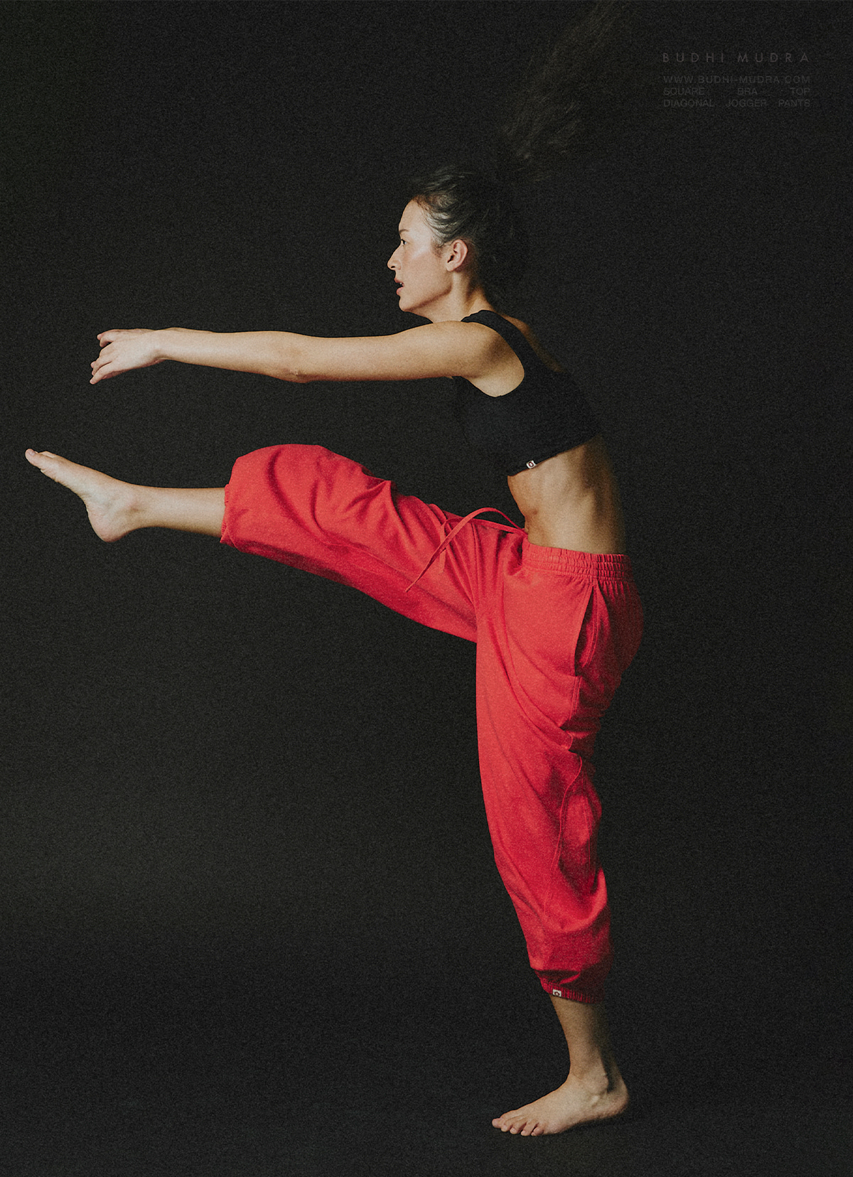 Diagonal jogger pants (Unisex)_Poppy Red