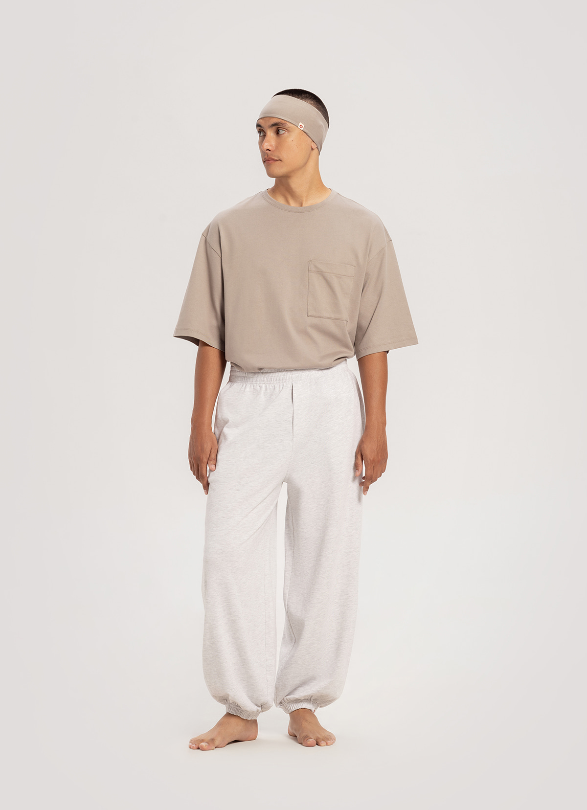 Diagonal jogger pants (For Men)_Melange Grey