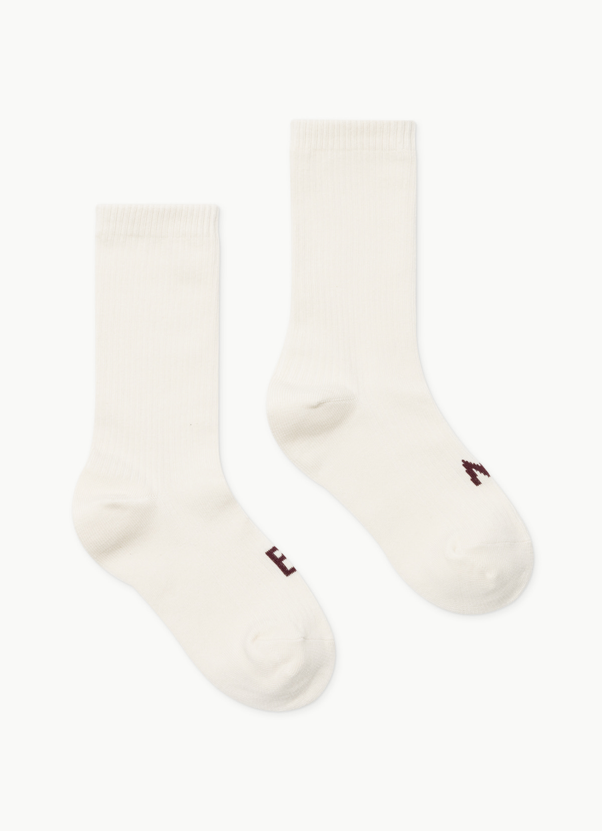 Rib ankle socks (Unisex)_Bone White