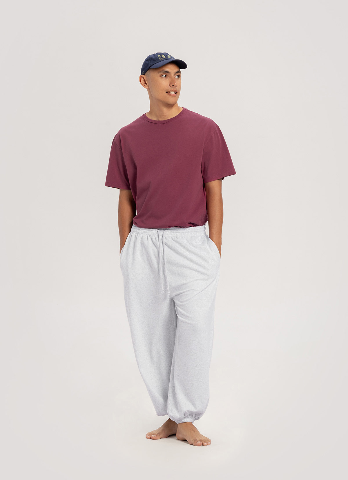 Diagonal jogger pants (Zurry ver.) (Unisex)_Melange Grey