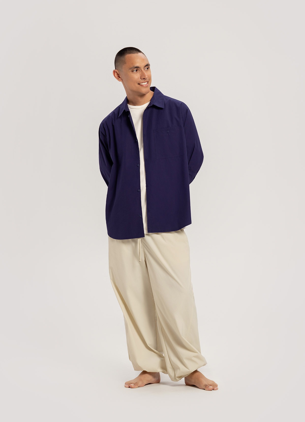 Diagonal jogger pants (Nylon ver.)_Bone White