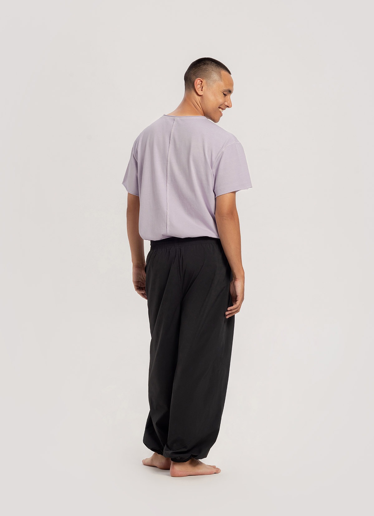 Diagonal jogger pants (Nylon ver.)_Black