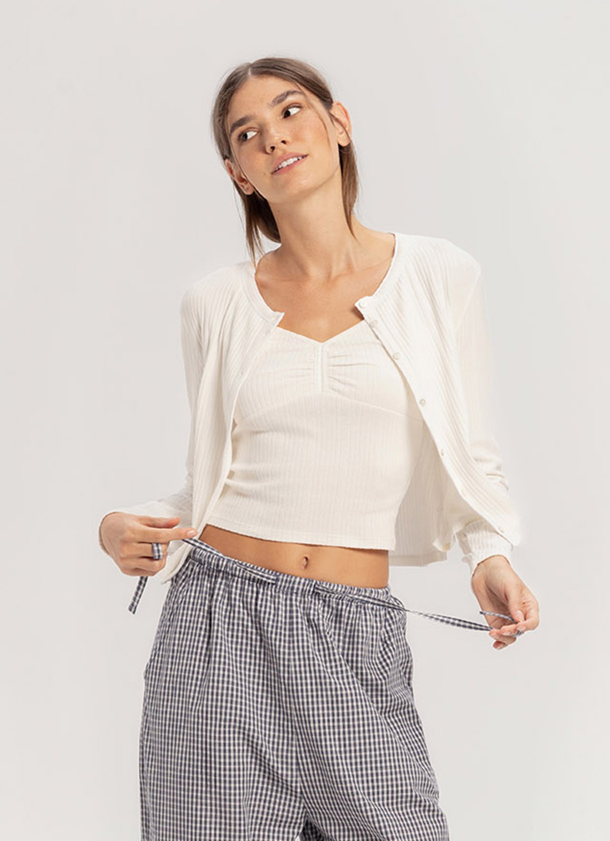 Pointelle cardigan_Star White