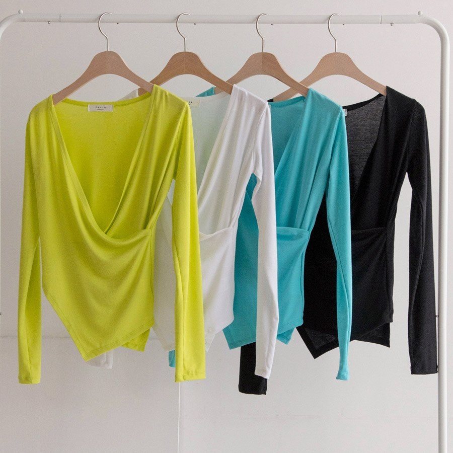 CT206 사선 랩가디건 티셔츠 (4color)