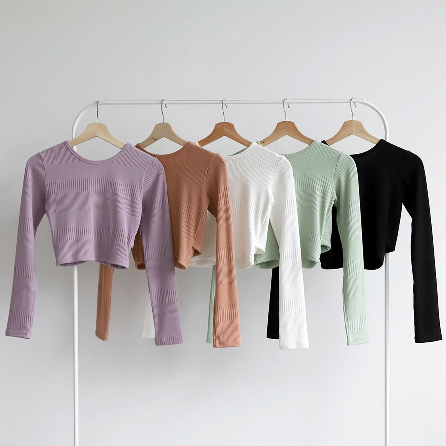 CT210 삼단 골지 긴팔 티 (5color)