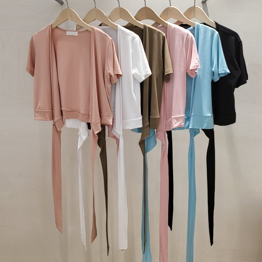 CT211 반팔 럽럽 스판 랩가디건 (6color)