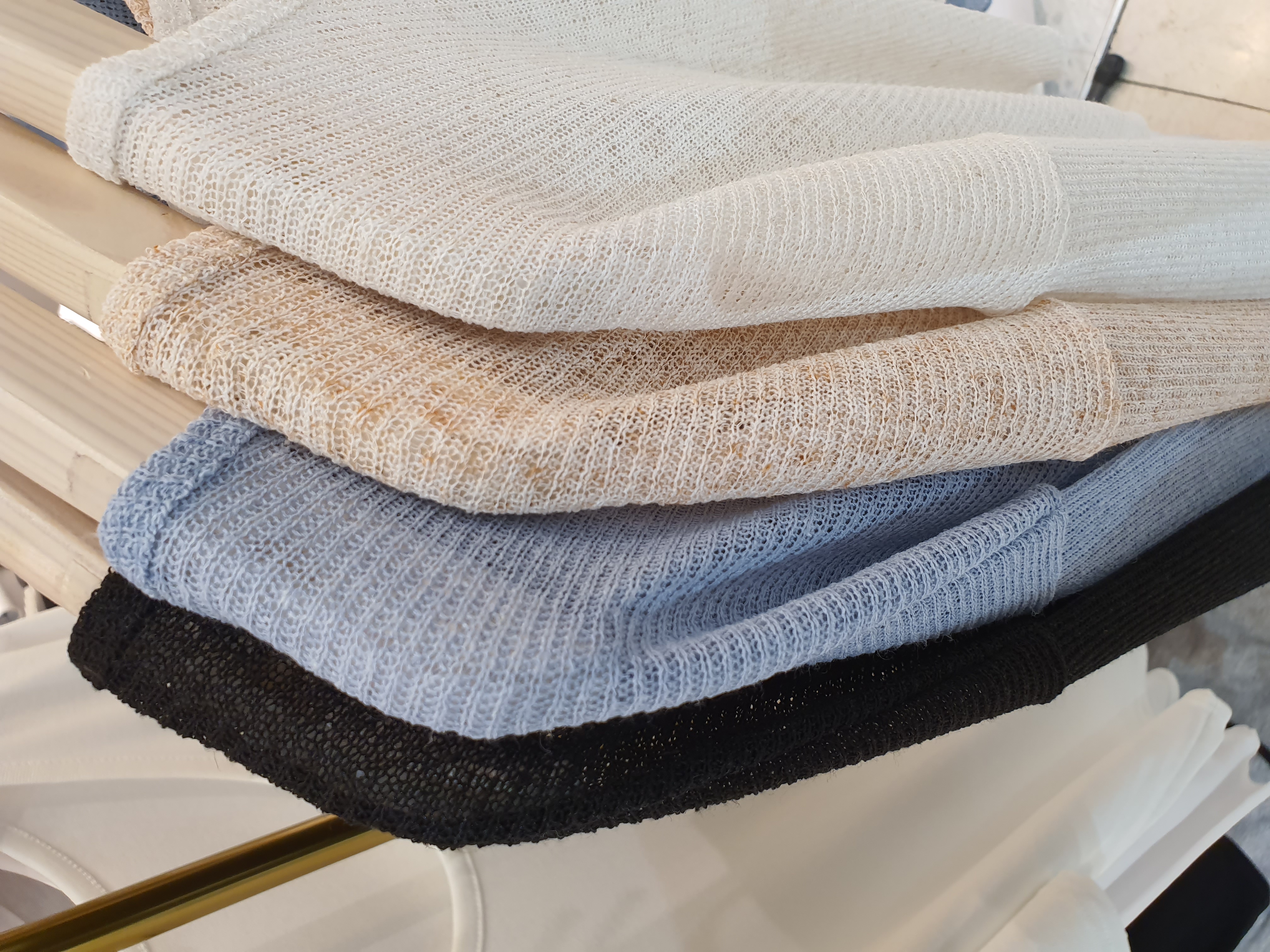 CT214 썸머 크롭 린넨 긴팔 니트 (4color)