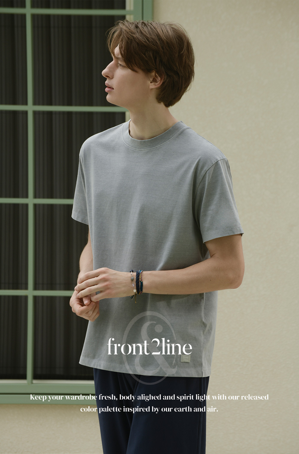 수카 워싱 하프슬리브 티셔츠 (차콜)