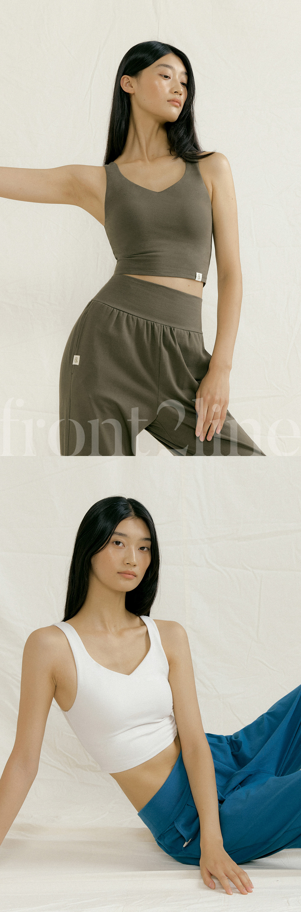 [SET] 반다 내츄럴 크롭탑 + 마이테 슬릿 팬츠