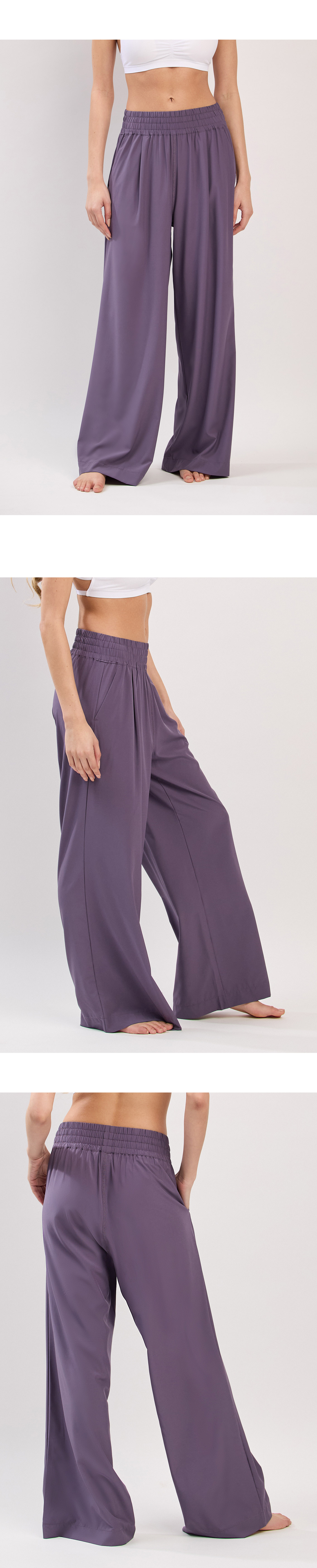 PL100 WOVEN WIDE PANTS PURPLE