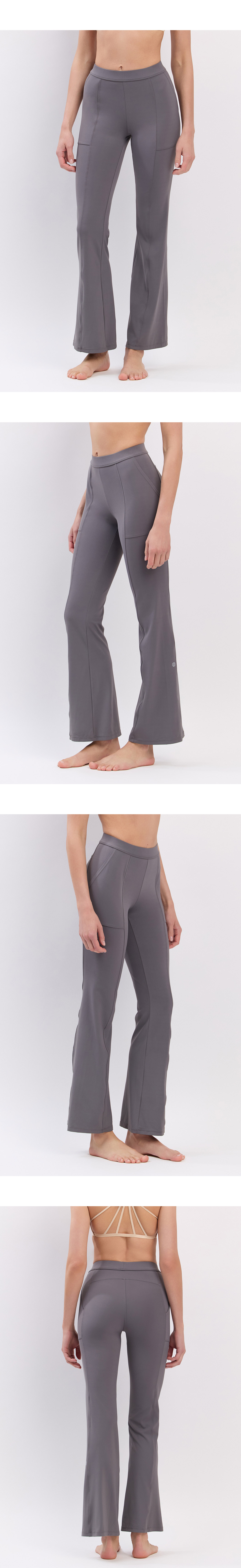 PL408 SLIT BOOT-CUT PANTS CHARCOAL