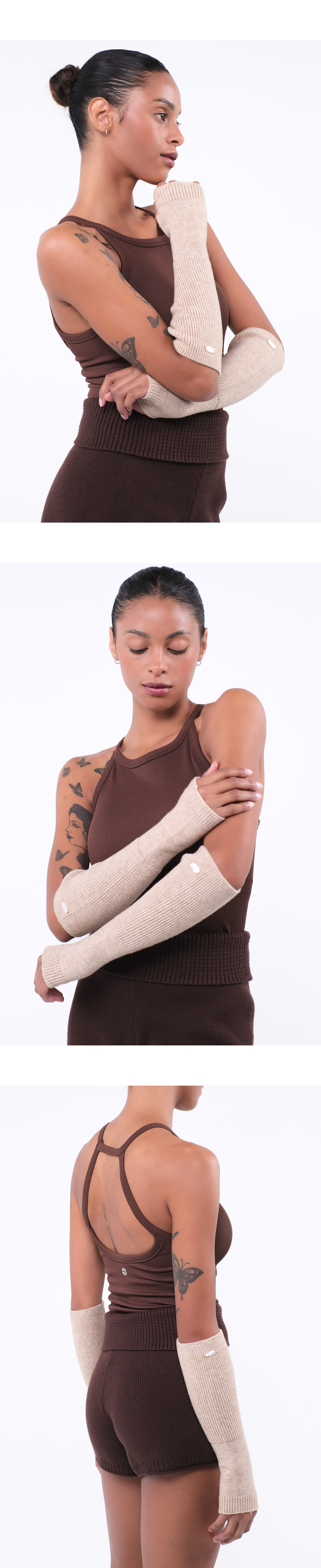 AZ589 KNIT HAND WARMER BEIGE