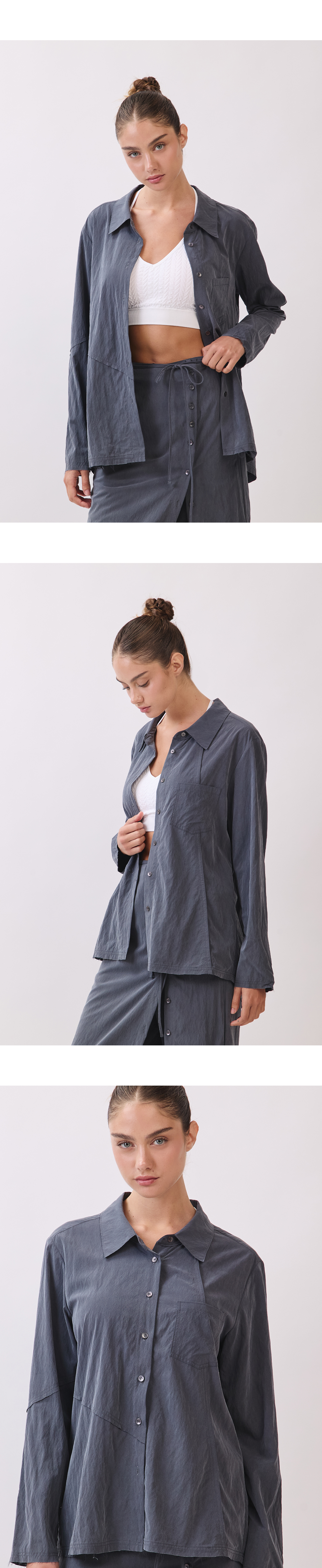 ST192 PANEL CUT SHIRT D.GRAY