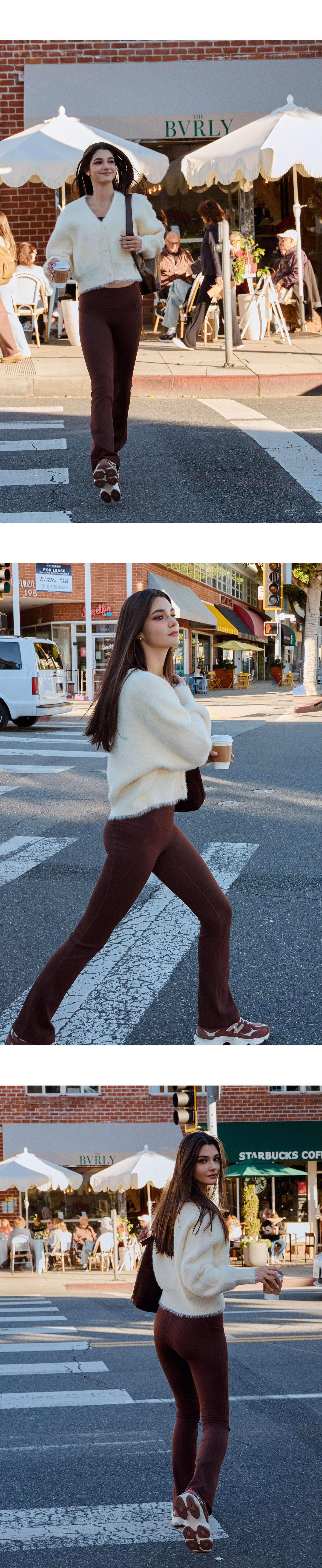 PL418 BONDED FLARE LEGGINGS BROWN