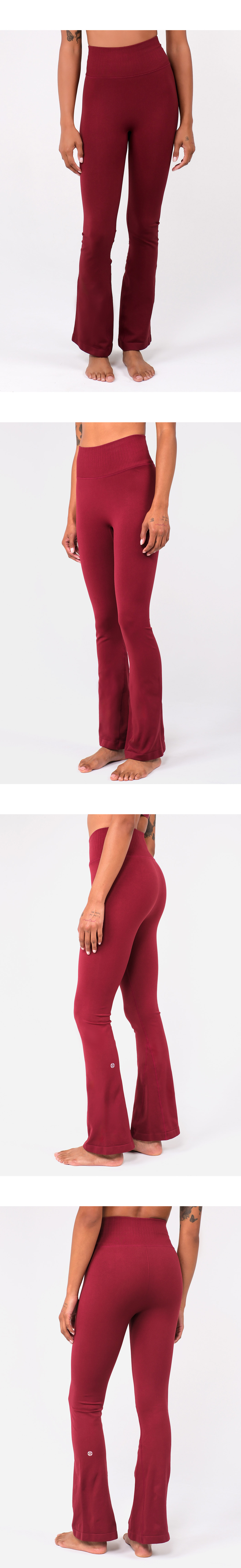 PL413 SEAMLESS FLARE-FIT LEGGINGS BURGUNDY