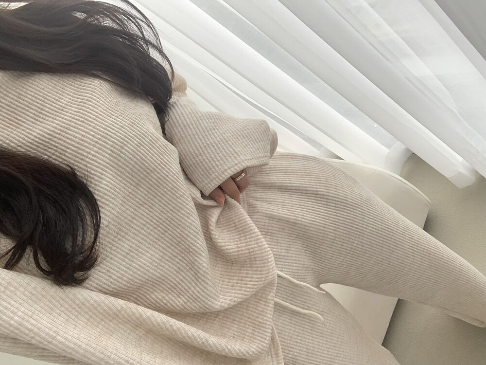 73[단독] 루즈핏 골지 트레이닝 세트 긴팔 투피스 오버핏 베이지셋업 추리닝 밴딩팬츠 꾸안꾸