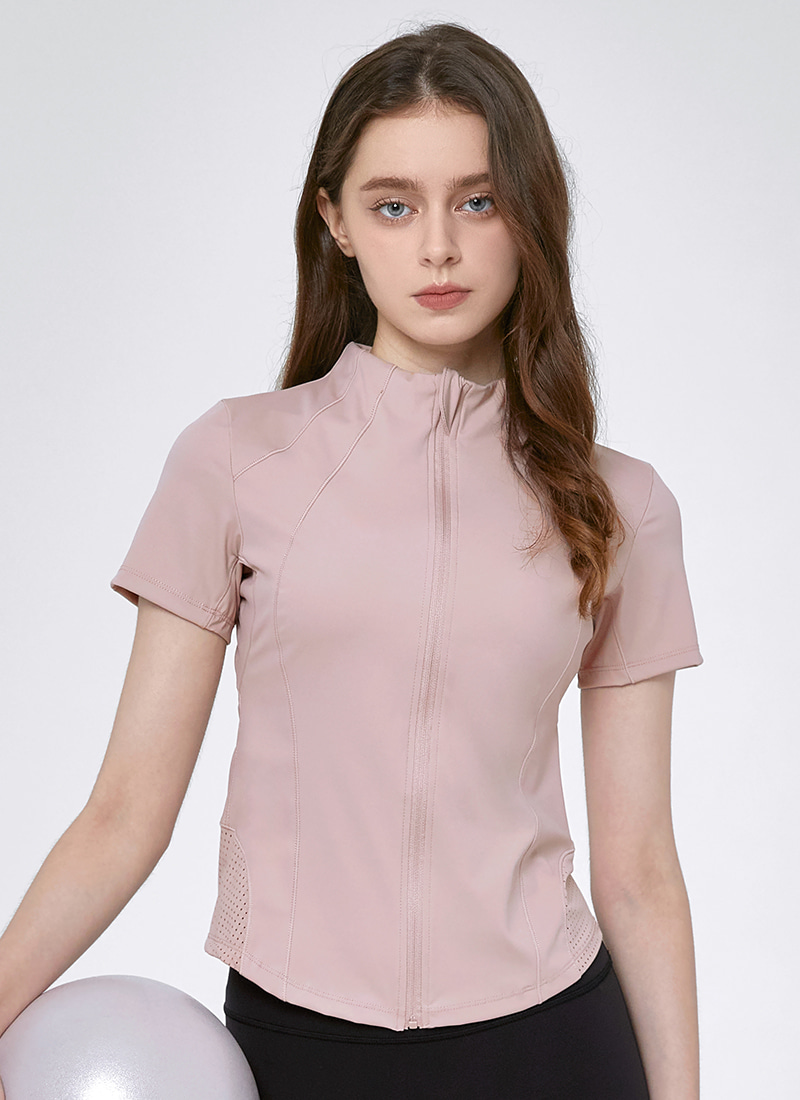 리브 하프넥 반팔 집업 (2colors)