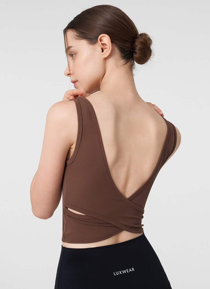 애니 브이 백 슬리브리스 탑 (2colors)