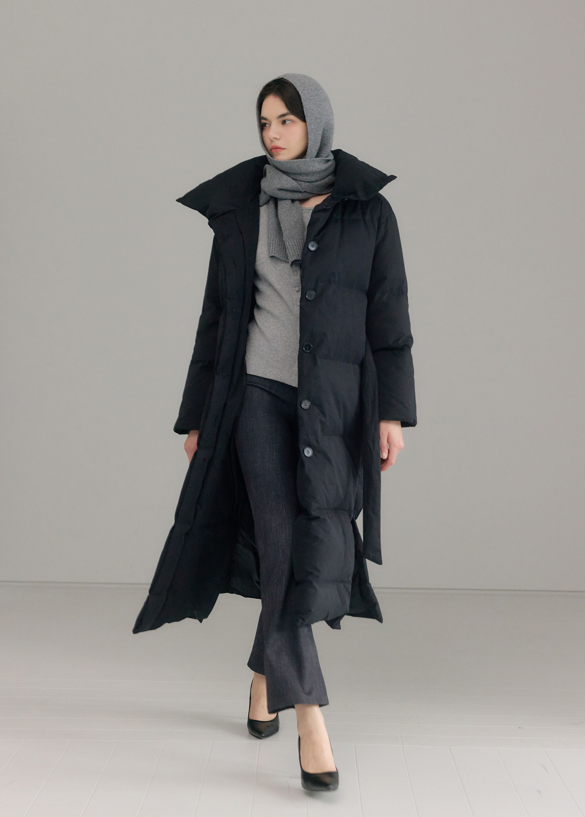 오르페옹 구스다운 롱 패딩 자켓