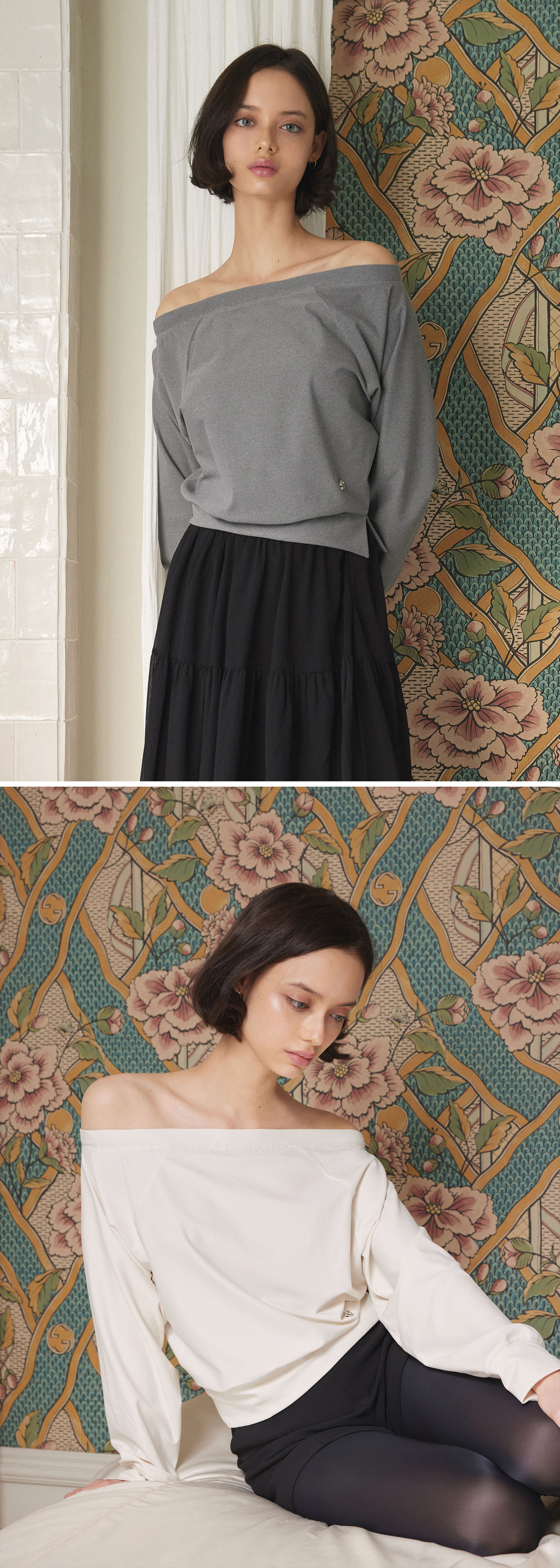 이졸데 오프숄더 스웻셔츠