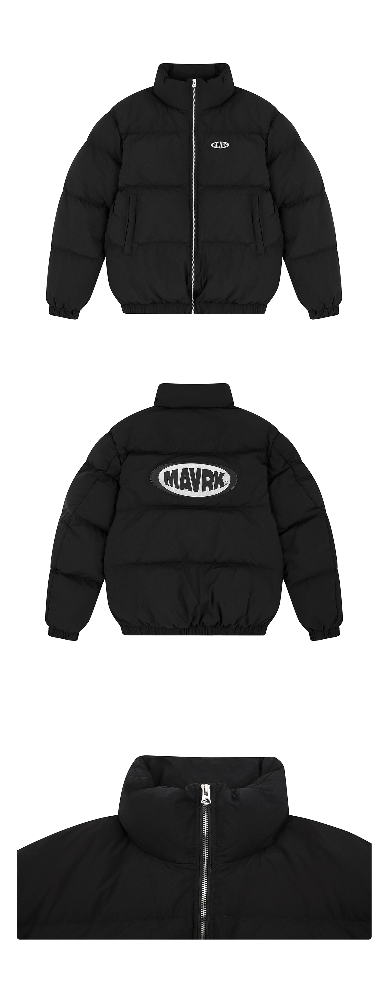 라벨 덕다운 패딩 자켓 블랙