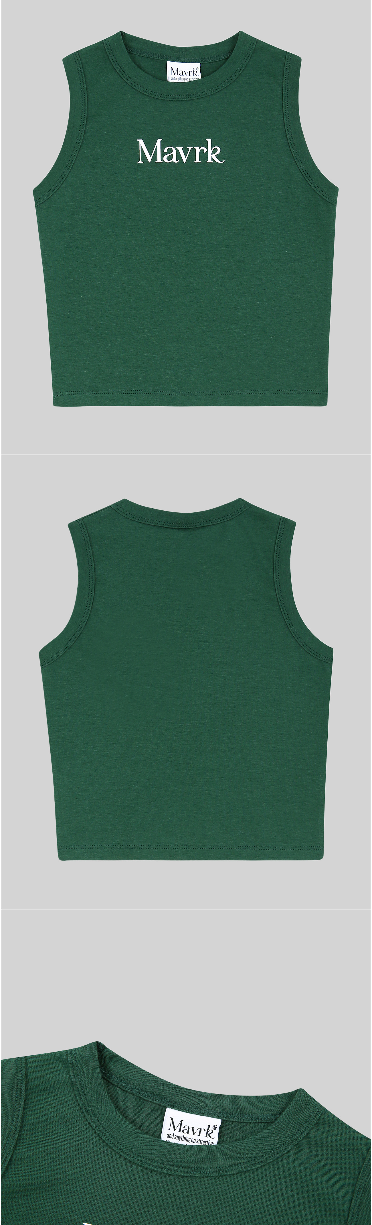 데일리 크롭 슬리브리스 그린