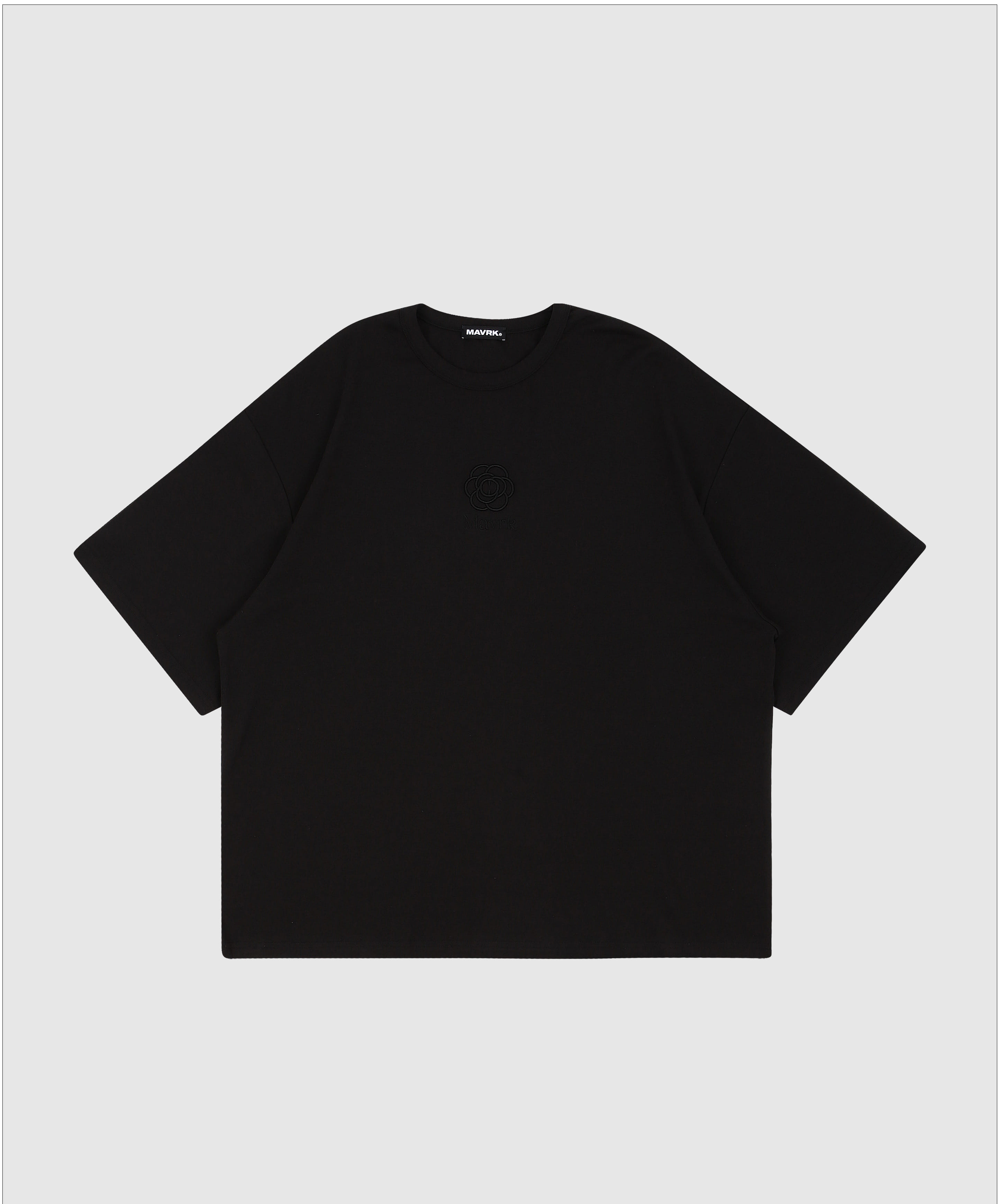 M-플라워 자수 오버핏 티셔츠 블랙