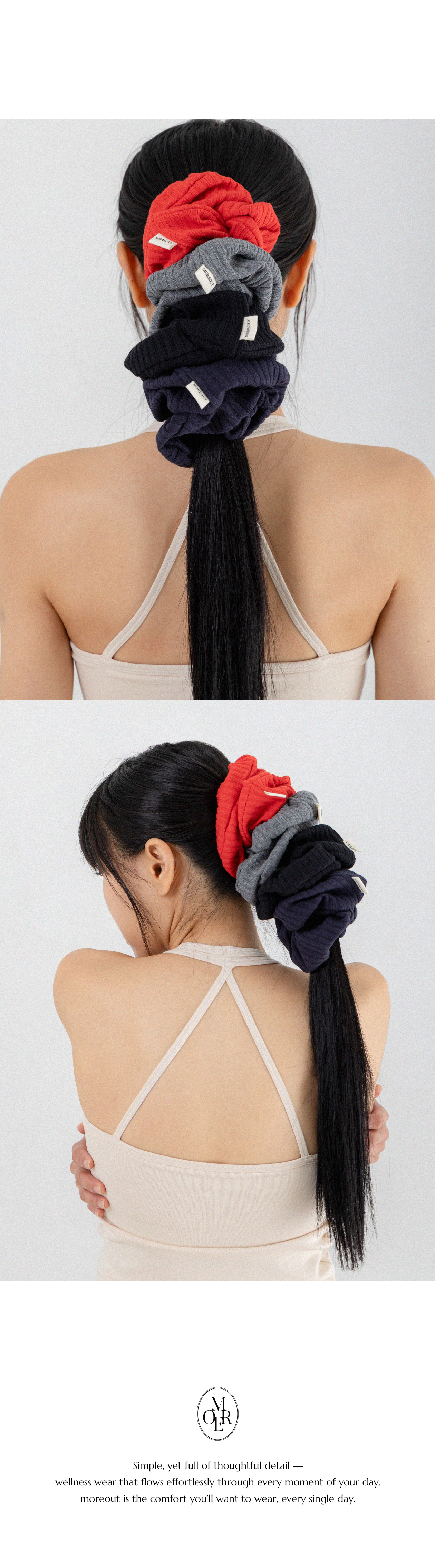 [7AA001]Rib Line Hair Scrunchie-4color
