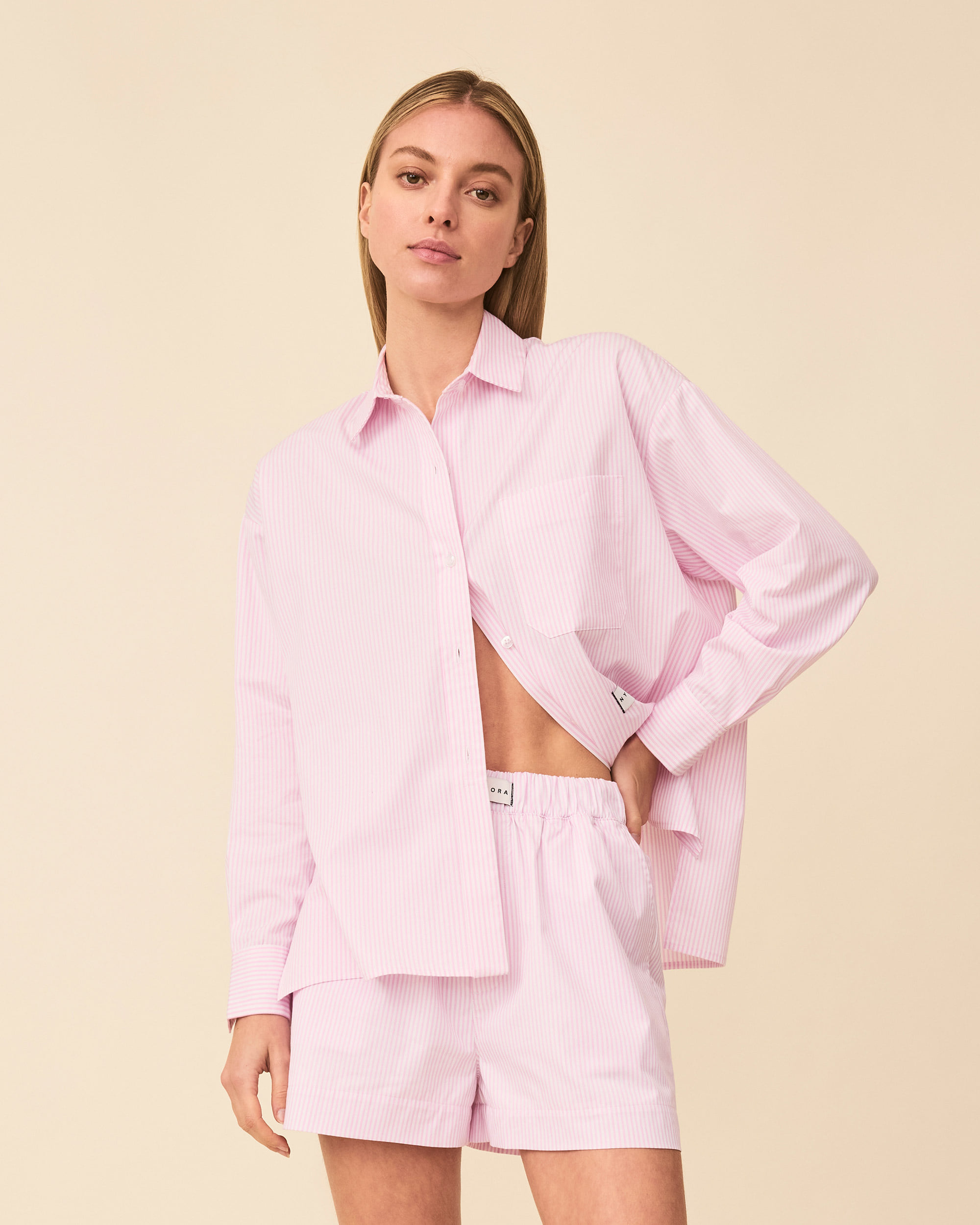 CHRISSY SHIRT PINK & WHITE STRIPE