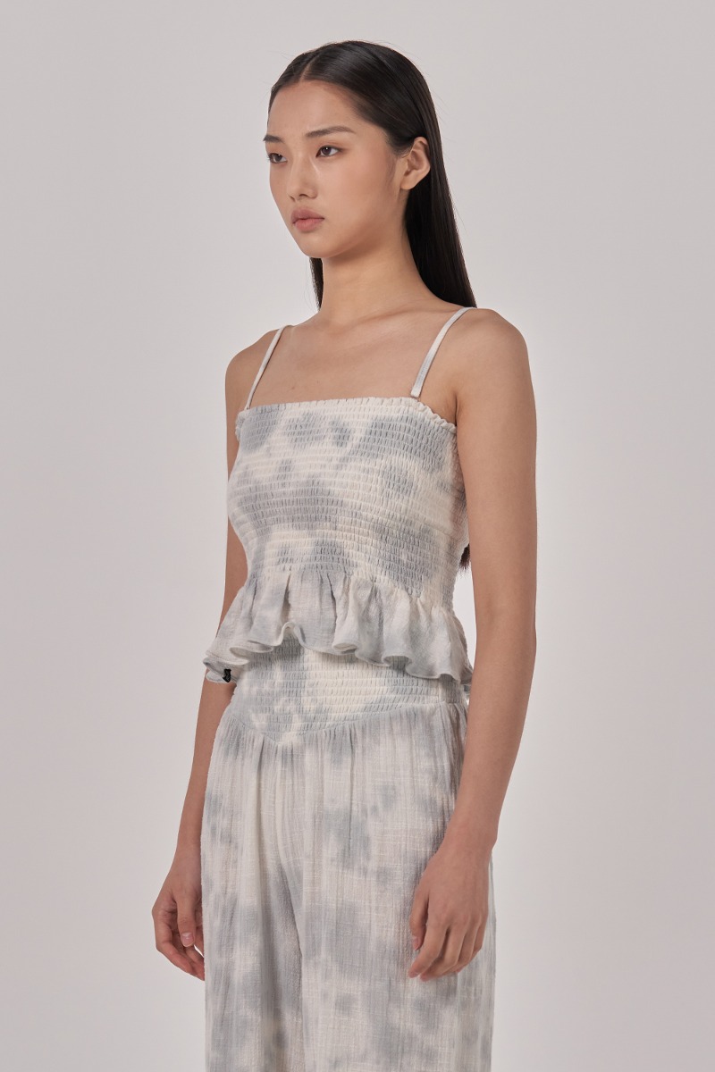 OZTB5010 코튼 거즈 스모킹 캐미솔 - 미스티 그레이