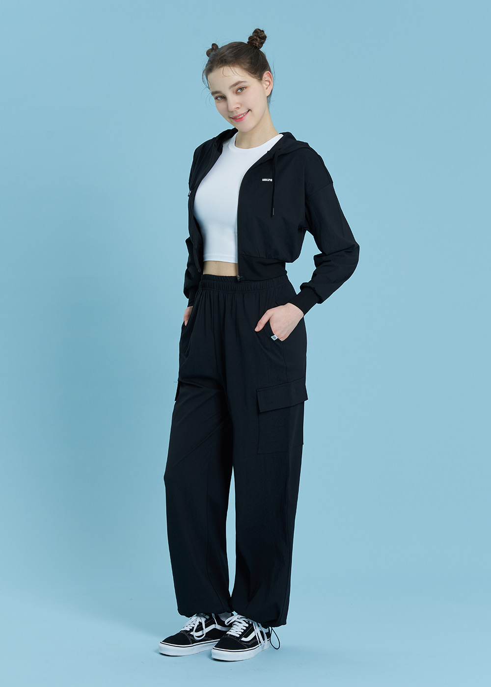 에코텍 프리미엄 스트링 카고 팬츠 블랙