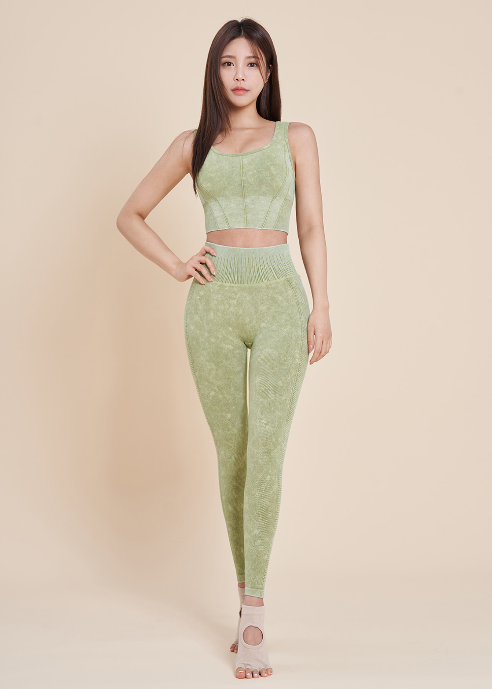 심리스 워싱 브라탑 아보카도그린