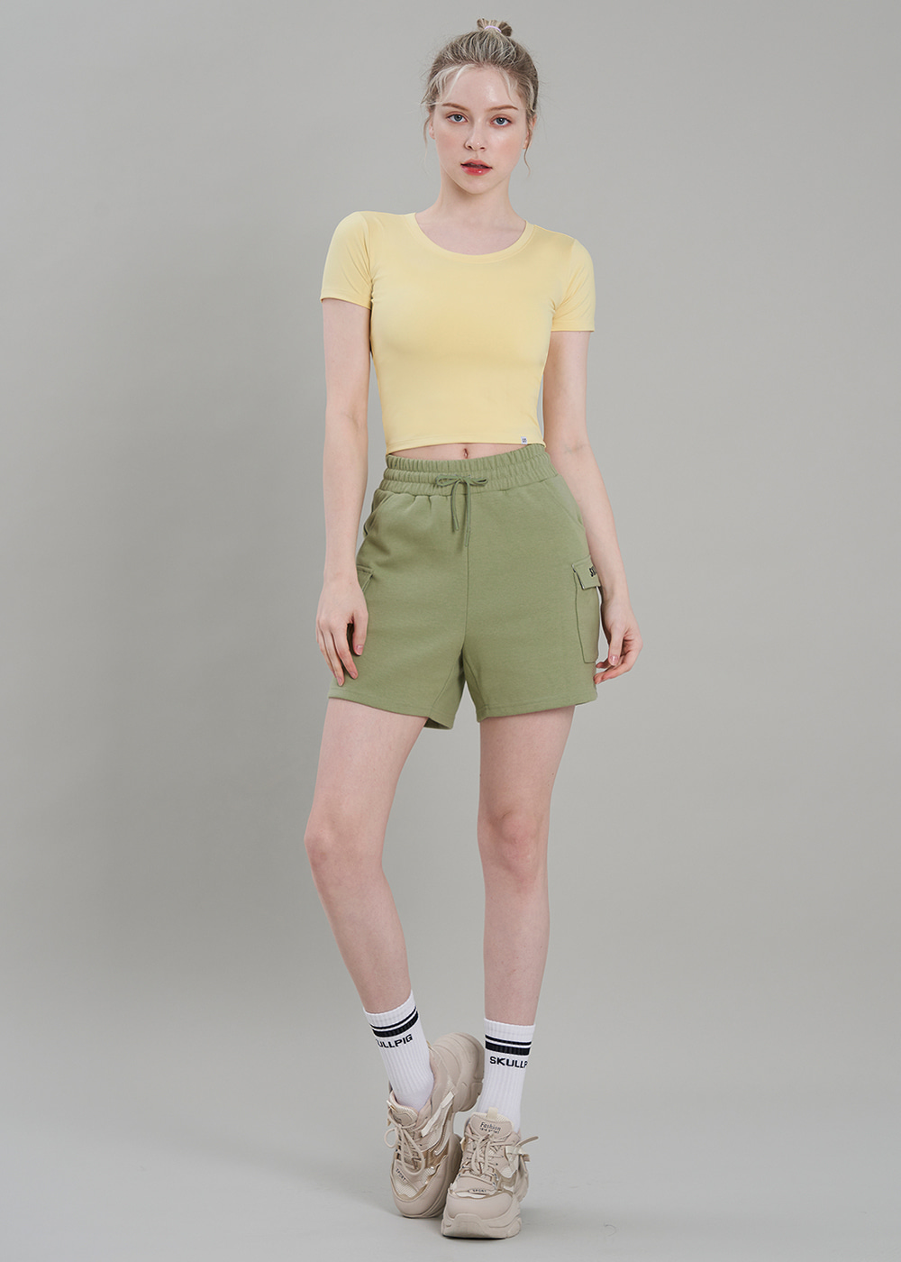 제로 올데이 크롭 티셔츠 라이트옐로우