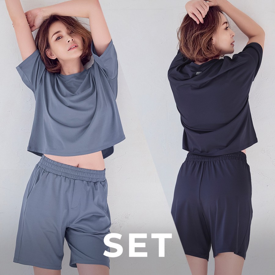 [SET] STL NY 오버핏 숏 슬리브& NY 숏팬츠 / NY 하프팬츠 세트