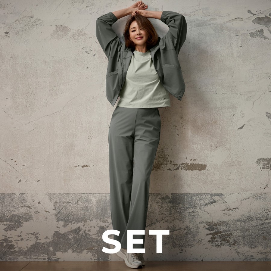 [SET] STL 알파벤트 우븐 스텔라 후드 자켓 / &스텔라 루즈핏 팬츠 세트