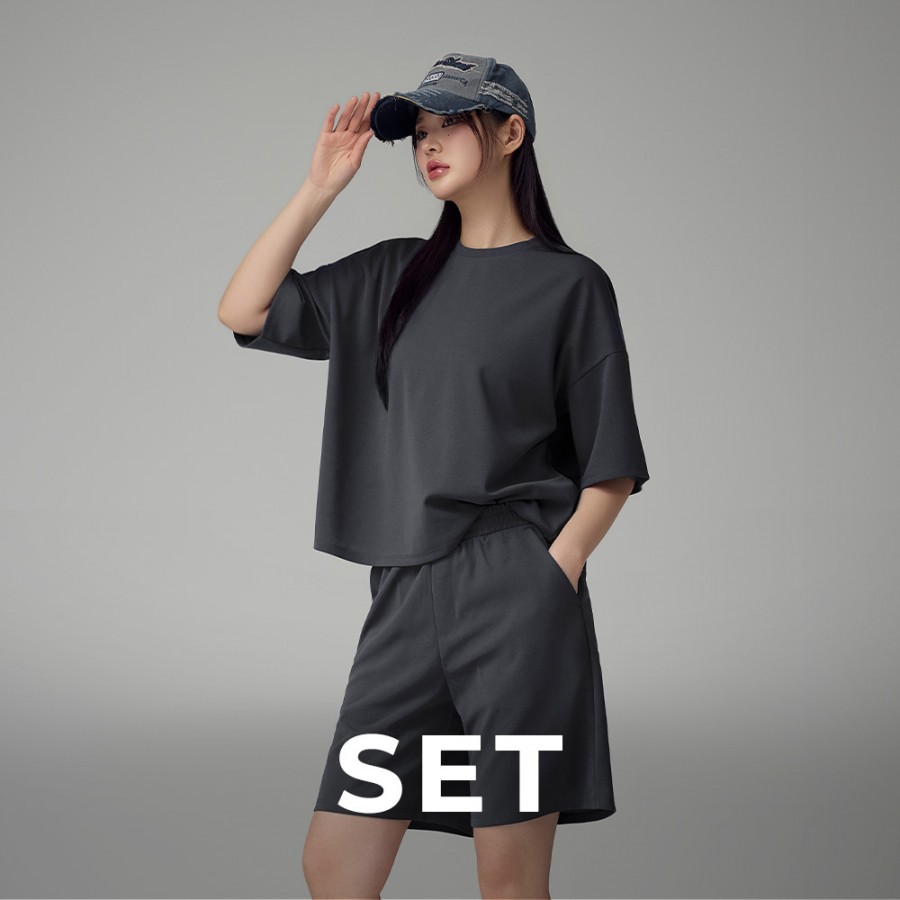 [SET] STL 퓨어터치 NY 오버핏 / 숏 슬리브 & 하프 팬츠 세트