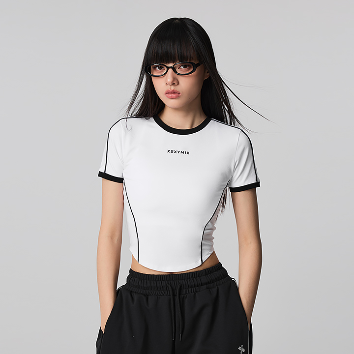 배색 파이핑 포인트 숏슬리브